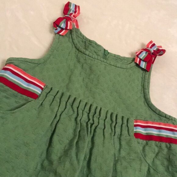 Gymboree Green Jumper Dress w Bow Trim - Size 5T - Picture 2 of 7